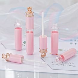 7ml Pink Heart Lip Gloss Tubes Empty Refillable Lip Balm Bottles Vials Containers with Wand & Rubber Stoppers for DIY Lipstick Samples