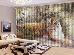 3D Curtain In The Forest A Fierce Tiger, Beautiful Interior, Practical Blackout Curtains