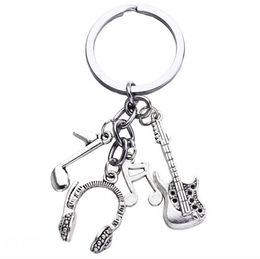 European and American Jewelry Headphones guitar notes music punk rock charm pendant keychain Best Friends music enthusiast Gifts Making 480