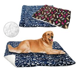 Dog Bed Mat Pet Cushion Blanket Warm Paw Print Puppy Cat Fleece Beds for Small Large Dogs Cats Pad Chihuahua Cama Perro