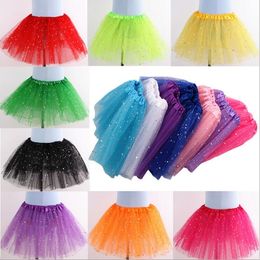 Girls Tutu Skirts Kids Clothes Star Glitter Ballets Fancy Pettiskirt Sequin Stage Dancewear Costume Summer Tulle Princess Mini Dress D5803