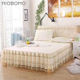 NIOBOMO Yellow Soft Warm Bedding Skirt Single Double Bed Skirt Cover Petticoat Twin Full Queen Bed Skirts Bedspread Bedding Sheet