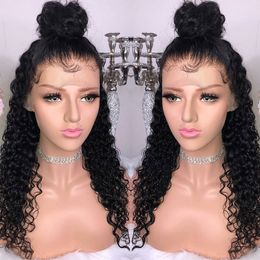 Hd transparent perruqued frontal wigs 150% density gluleless frontal wig water wave curly 100% brazilian human hair