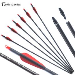 28/30/31 Inches Spine 300 400 Pure Carbon Arrows ID6.2mm for Recurve Compound Bows Arrow Archery Hunting Shooting