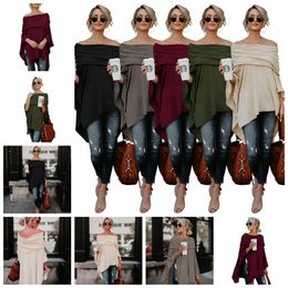 Coats European spring and summer solid Colour sexy word collar off the shoulder irregular hem shirt windbreaker support mixed batch