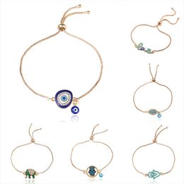 New Turkey Blue Evil Eye bracelets For women Men Good Luck Hamsa Hand Elephant Love Letter charm Adjustable chains Bangle Fashion Jewellery