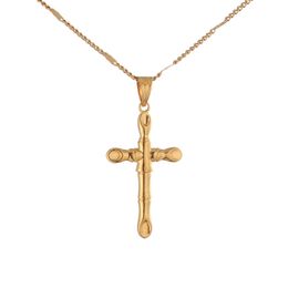 24K Gold Colour Jesus Cross Religion Crucifix Pendant Necklace Trendy Cross Chain Jewellery