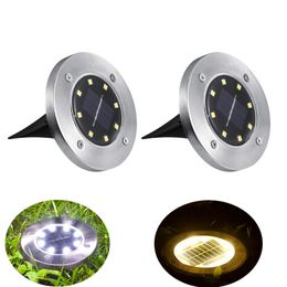 LED Solar Ground Lights 8 LEDs Solar Powered Waterproof Light Waterproof Garden Lights for Yard,Deck,Lawn,Patio