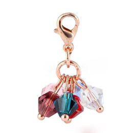 Personalised Crystal Beads Colour Pendant Lobster Buckle Pendant Stainless Steel Key ring Fashion Simple Jewellery Accessories