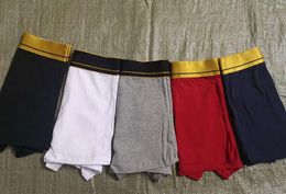 Men's 4PCS 1 Lot Gold Rim Elastic Boxers Men Underwears Pure Cotton Underpants Briefs Size M-2XL