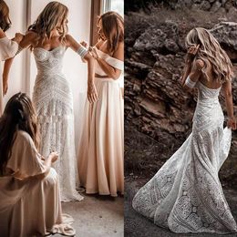 2019 Beach Wedding Dresses A Line Strapless Bohemia Plus Size Bridal Gowns Sexy Lace Custom Made Dress