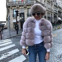New Women Warm Real Fur Coat Short Winter Fur Jacket Outerwear Natural Blue Coats for Women Hot Promotion