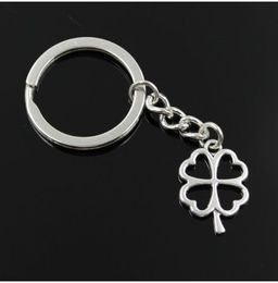 Fashion 20pcs/lot Key Ring Keychain Jewelry Silver Plated lucky four Leaf Clover Charms silver pendant Gift