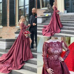Burgundy Off Shoulder Wedding Dresses Country Style A Line Bridal Gowns Plus Size 4 6 8 10 12 14 16 18 20