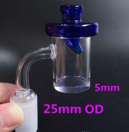 DHL 5mm Bottom Flat Top Quartz Banger Nail Core Reactor With Coloured Glass UFO Carb Cap Quartz Nail for Glass Water Pipe Bongs