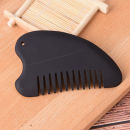 Black Bian Stone Guasha Comb Energy Gua Sha Board Acupuncture Massage Relaxation No Static Health Care Hair Brush Beauty Tool