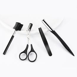 Eyebrow shaping set 4pcs/set shaping knife eyebrow clip eyebrow comb beauty scissors beauty tools free shipping 50 sets DHL