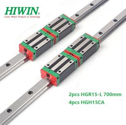 2pcs Original New HIWIN HGR15 - 700mm linear guide/rail + 4pcs HGH15CA linear narrow blocks for cnc router parts