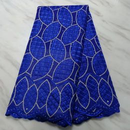 5Yards/pc Elegant royal blue embroidery african cotton fabric swiss voile dry lace for clothes BC78-9