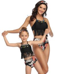 ladies tassel split parentchild swimsuit bikini suit split kids women girls flying sexy yakuda flexible stylish leopard print bikini sets