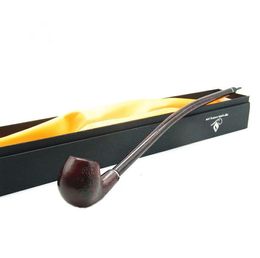 Carved red resin long pipe is a hot seller in Europe and America. Handmade long curved pole Philtre solid wood pipe