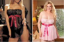 Black/Pink Lingerie Babydoll Chemise Nightwear Robe Dress Gown Plus Size#148