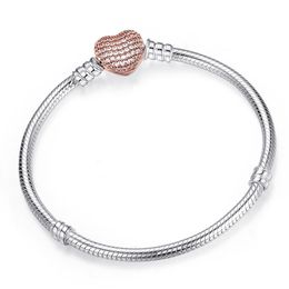 Fashion luxury diamond crystal DIY European beads charm designer rose gold bangle bracelet for woman girls