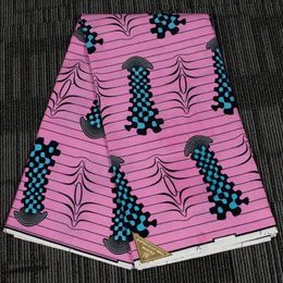 New Polyester Wax Prints Fabric pink color Ankara new binta real wax High Quality 6 yards African Fabric for Party Dress