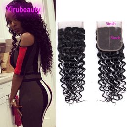 Malaysian Virgin Hair Lace Closure With Baby Hairs 5X5 Closures Deep Wave Curly 100% Human Hair