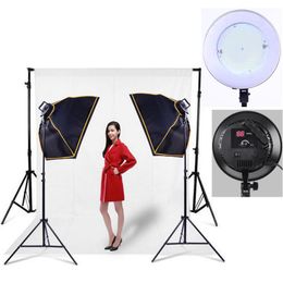 Freeshipping Free Tax To Russia 110-240V Photography photographic softbox LED Continuous Lighting Kit dimmer LED Lights