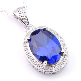 New Vintage Oval Swiss Blue Topaz Gems Pendant Necklace 925 Silver Jewelry For Women Thanksgiving Gift Cz Zircon Pendant Jewelry 1inch