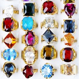 Fashion Mixed Styles Jewelry Vintage Ring Colorful Crystal Zircon Natural Stone Centre Rings Ancient Silver Gemstone Rings