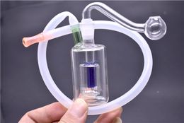 2pcs 10mm Mini Glass Oil Burner Water Bong for dab rigs Bongs Ash Catcher Hookah Pipe Smoking oil burner water bubbler with silicone hose