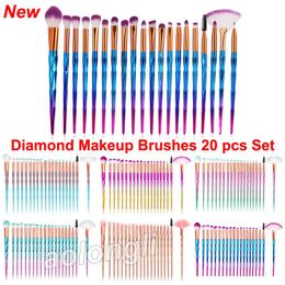 Diamond Makeup brushes sets cosmetics brush 20pcs bright Colours Rose Gold Rainbow makeup brush lip Eyeliner Mascara face Powder Eye brushes