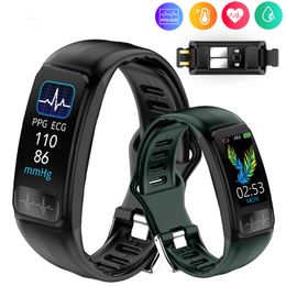 ECG PPG Smart Bracelet Blood Pressure ventilator testing Heart Rate Monitor Smartband Sports IP67 Waterproof Fitness Tracker Wristband P12