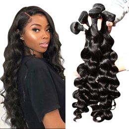 8A Brazilian Hair Bundles Real Human Hair Weave Natural Black Colour Loose Deep Wave Extensions Double Weft 3PCS 8P69