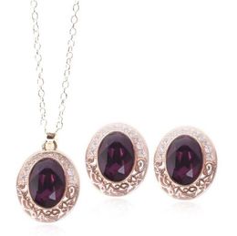 new hot Vintage style jewelry set ladies dinner glamour accessories two-piece set necklace earrings chic classic elegance