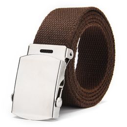 Wholesale-Classic Military Buckle Canvas Belt Plain Military Tactical Belt Man and Women Belt Youth Pants Belts