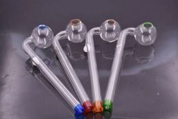 colorful 14cm Curved glass oil burner Pipes glass Hand Recycler tube pipe for smoking with different colored balancer