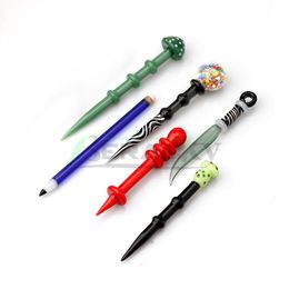 DHL Glass Dabber Tools Color Smoking Glass Dab Cap Tool For Wax Oil Tobacco Quartz Banger Nails Glass Water Bongs Dab Rigs Pipes