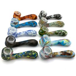 Glow in the Dark Silicone Hand Pipe for Tobacco Dry Herb With Hidden Glass Bowl Piece Spoon 7 Shape Pipes unbreakable Luminous Novelty