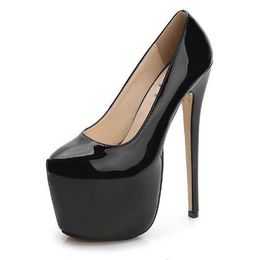 Women Super High Heels 18cm Shoes Concise 8CM Platforms Shoes Pumps Wedding Party Sexy Leather Shoes Size 35-44