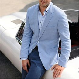 Brand New Light Blue Mens Wedding Tuxedos Notch Lapel Groomsmen Tuxedos Popular Man Blazers Jacket Excellent Suit(Jacket+Pants+Tie) 42