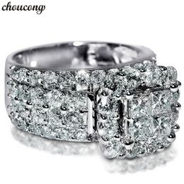 choucong Vintage Court Ring 925 sterling Silver Square Diamond cz Promise Engagement Wedding Band Rings For Women Bridal Jewellery