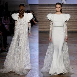 Tony Ward 2020 Evening Dresses with Lace Cape Puffy Sleeves Mermaid Prom Gowns Elegant robes de soirée