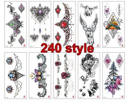 240 style Women Men DIY Henna Body Art Waterproof Tattoo Design Butterfly Tree Branch Vivid Temporary Tattoo Sticker