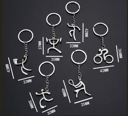 Creative Metal Sports Logo Key Chain Bicycle Running Weightlifting Football Basketball Keychain Sports Club Souvenirs