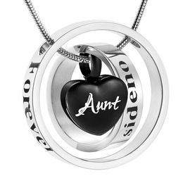 Cremation Necklace for Ashes No Longer by My Side But Forever in My Heart Memorial Heart Urn Pendant Keepsake -black