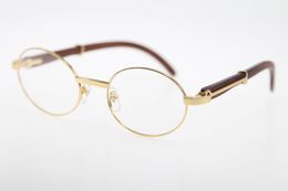 high quality Hot Wholesale 51551348 Gold Wood Eyeglasses Women Round Vintage Metal Glasses Fashion Eyewear with box C Decoration