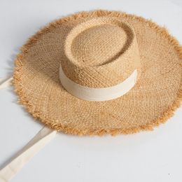 Women Ribbons Summer Hat Beach Hats Sun Visor Wide Brim Straw for Girl Fashion Adjustable Floppy Protection cap